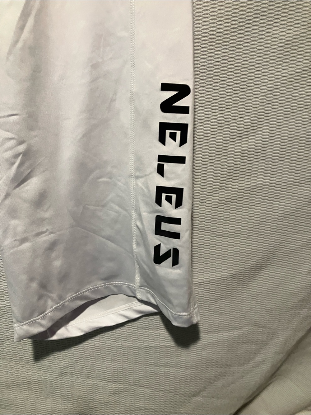 White Neleus Men's Athletic Performance Shorts with Side Pocket - Picture 6 of 12